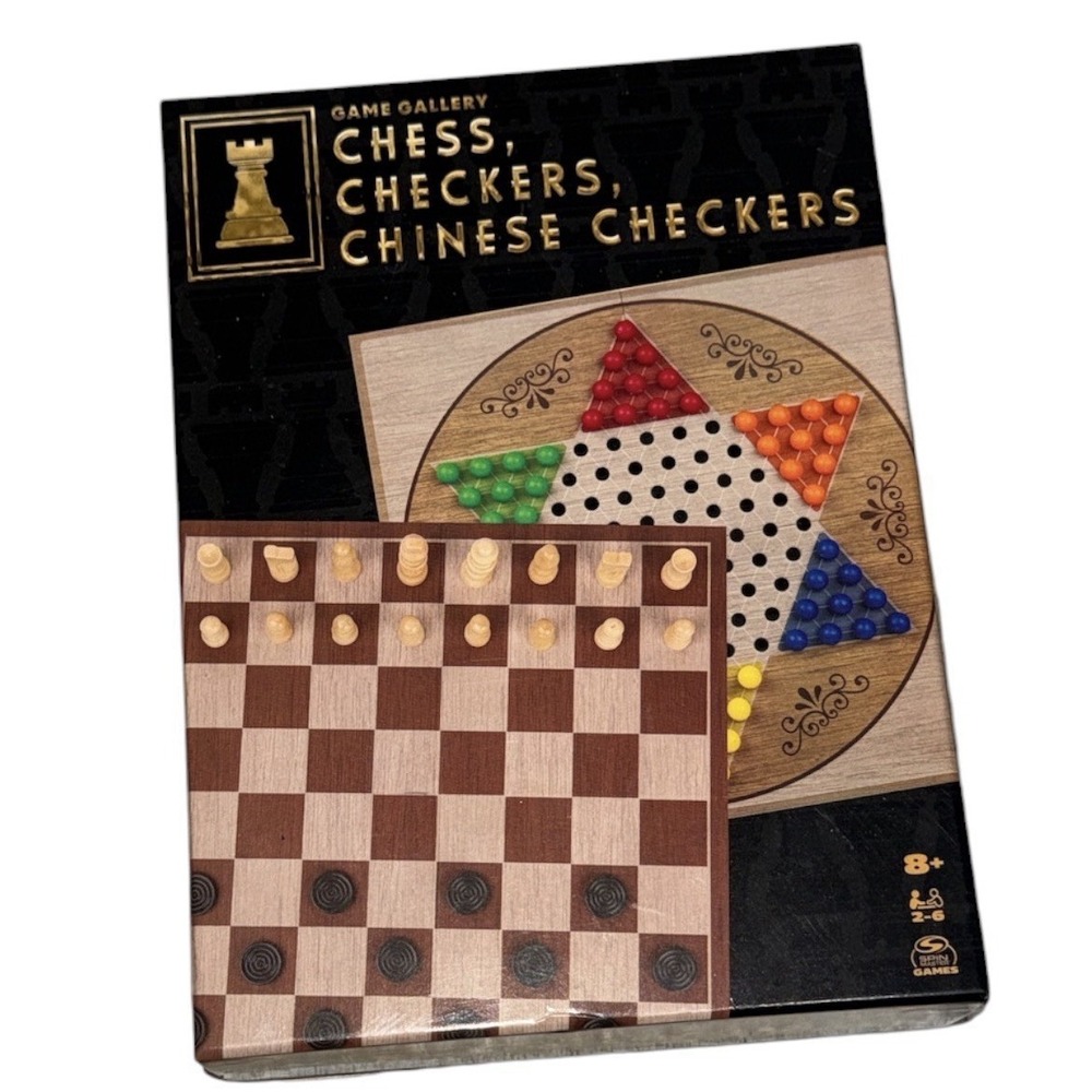 Spin Master Game Gallery 3‑in‑1 Chess, Checkers & Chinese Checkers Set